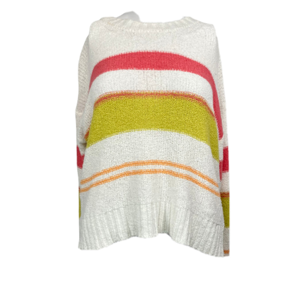 Z Supply Sweater Womens Sz XS White Pink Striped Cotton Pullover Long Sleeve